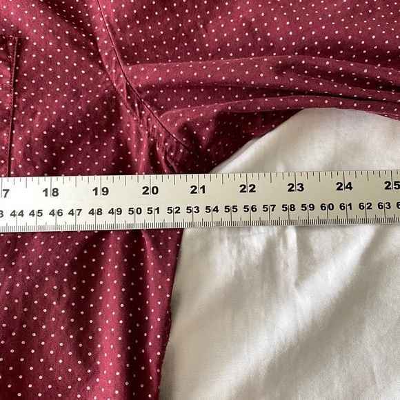 Frank & Oak Men's Medium Long Sleeve Polka Dot Button Down Shirt Burgundy‎ Wine - Picture 9 of 13